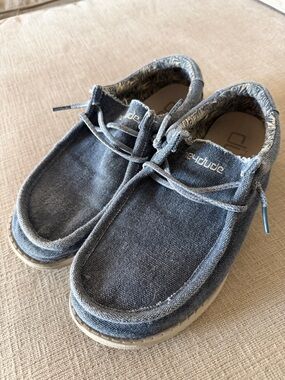 Hey Dude Kids Denim Blue Canvas Slip-Ons